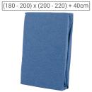 Premium Jersey Melange Fixleintuch - 100% Baumwolle - Jeansblau, 180-200 x 20...