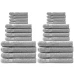 Handtuchset 24-teilig - Luxuriöse 100% Baumwolle, 500 g/m², silber - 8 Gäste-...