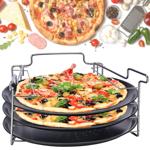 4er Pizza Backblech Set: 3 Formen & Ofen-Aufsteller (31x15,8cm) – Backen Sie ...