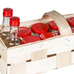Charmantes Einmachgläser Set, 13-teilig, mit Holzkorb – Dekorative Flaschen u...