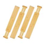 4er-Set Schubladentrenner Bambus - Schubladeneinteiler mit Spannfedern & Vlie...
