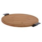 Drehbare Servierplatte aus Bambus, 40x40cm, mit Metallgriff – Praktischer Dre...