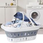 Platzsparender Falt-Wäschekorb, weiss-grau – Stabiler Kunststoff, Lochstruktu...