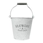 Zinkeimer mit Aufschrift Flowers and Garden - Deko Eimer mit Henkel für Pflan...
