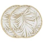 Tischsets rund Blattmuster 2er-Set - Platzdeckchen aus Jute braun/weiss - Ø 3...