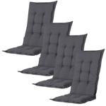 4er Komfortable Hochlehner-Auflage: weiches Gartenstuhlkissen, grau, 123x50cm...