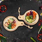 2er Set stilvolle Tapas-Schalen aus Keramik, auf Bambus Servierbrett, Ø 7,5 x...