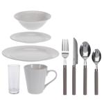 Geschirr-Set 36-tlg. - Porzellangeschirr, Gläser & Besteck - Weiss, Taupe Gri...