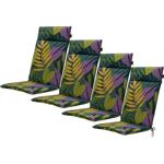 4er-Set Komfortable Hochlehner-Auflage, Blätterdesign grün, 120 x 50 cm, Gart...