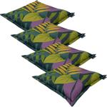 4er-Set Dekoratives Stuhlkissen Blätterdesign grün, 50 x 50 cm, robustes & fa...