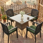 4er-Set Stuhlkissen 46x48 cm Grün - Bequeme Sitzkissen für Esszimmer & Garten...