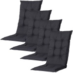 4er-Set Gartenstuhlkissen Hochlehner - Weiche, komfortable Polsterung, schwar...