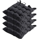 4er-Set Stuhlkissen mit Steppung 46x46 cm Schwarz - Bequeme Sitzkissen für Kü...