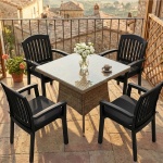 4er-Set Stuhlkissen 46x48 cm Schwarz - Bequeme Sitzkissen für Esszimmer & Gar...