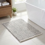 Badmatte 80x50 cm in Grau-Weiss - Weicher Duschvorleger aus Chenille-Gewebe i...