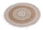 Rundes Jute Tischset mit Quasten - Boho Platzset Ø 38 cm - Schutz vor Kratzer...
