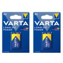 Longlife Power Batterie, Typ 9V/E-Block / 6LR3146, 9 Volt 2er-Set